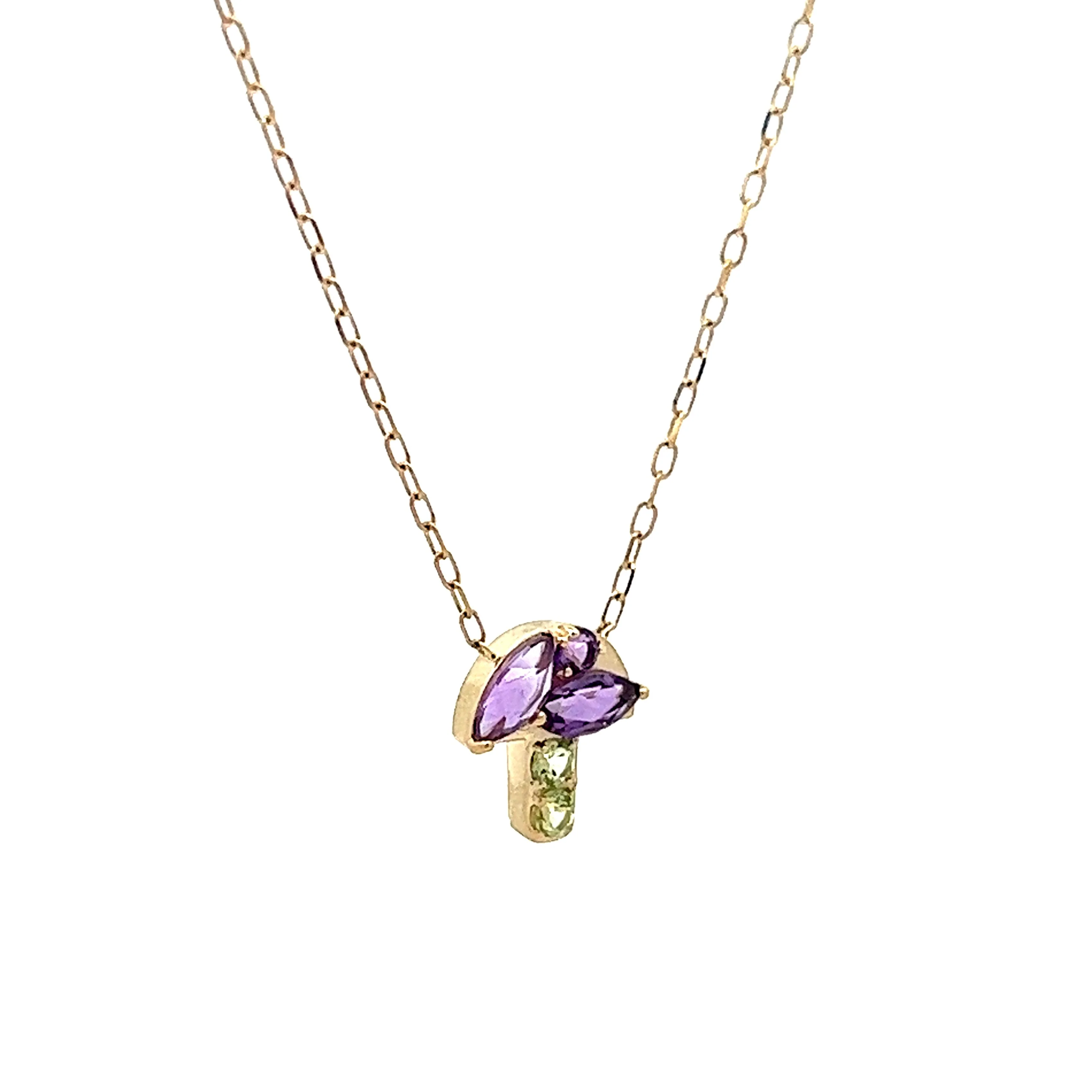 Amethyst & Lemon Quartz Pendant Necklace in Yellow Gold - Image 3