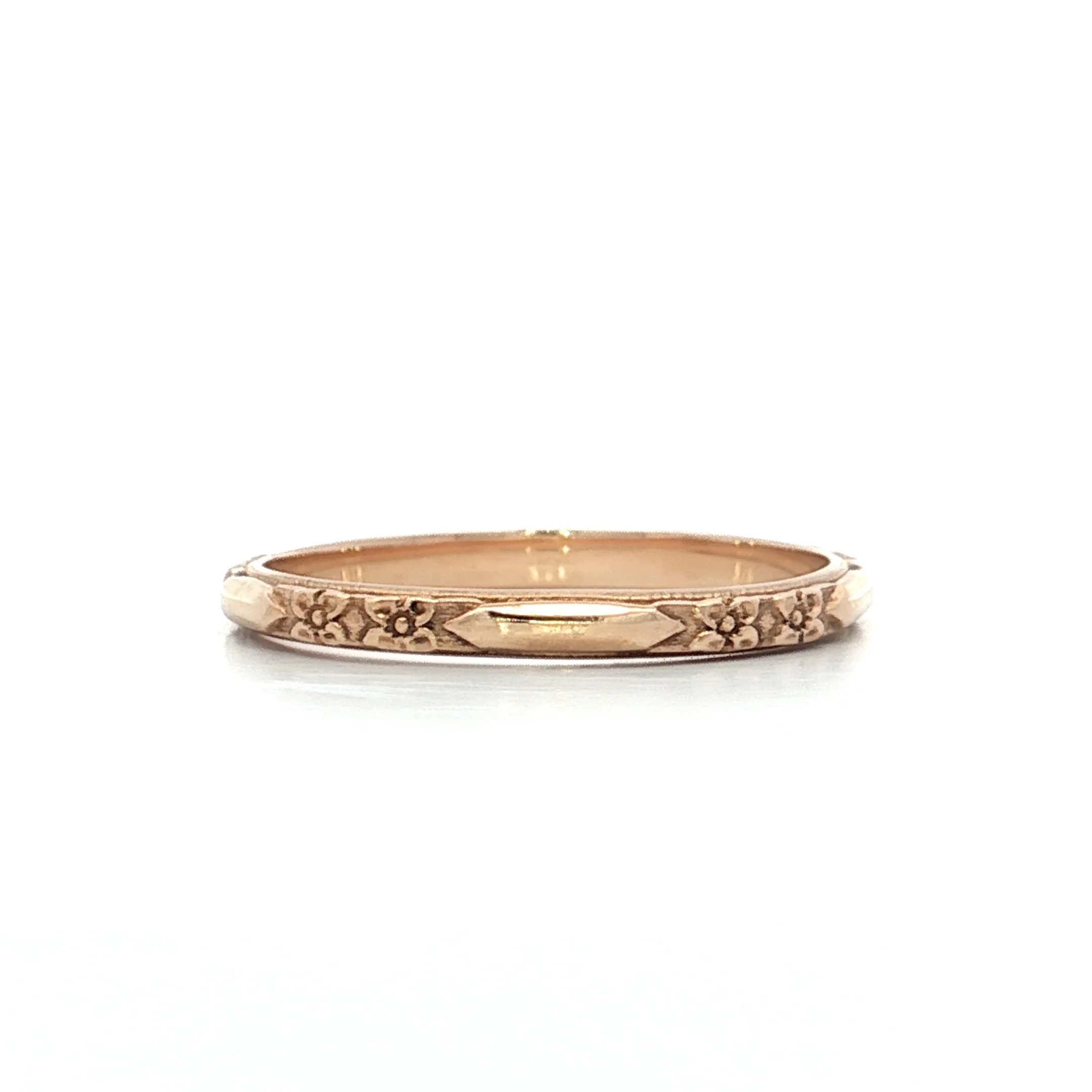 Antique Art Deco 2mm Orange Blossom Band 10k - Image 3