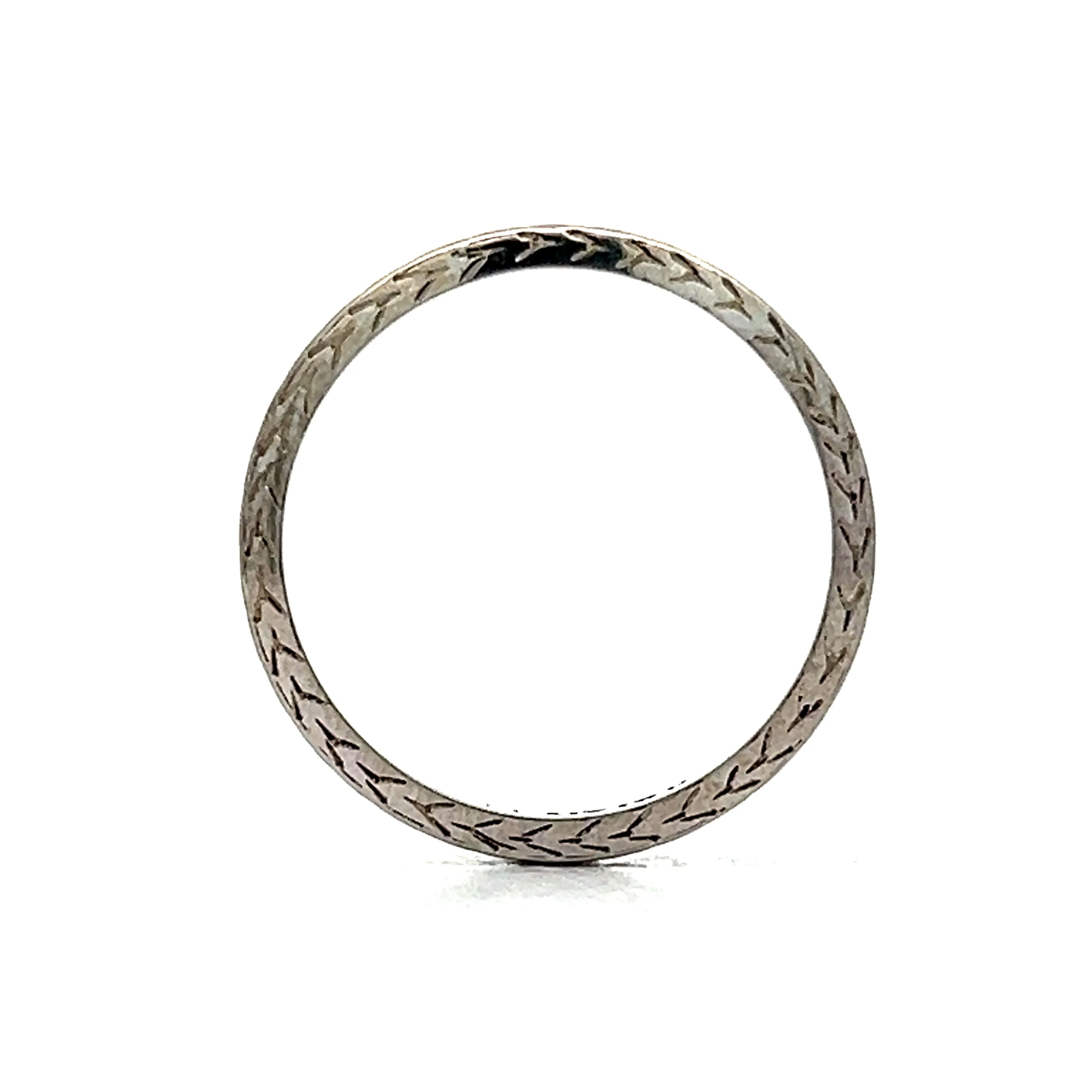 Antique Art Deco Chevron Wedding Band in 18k White Gold - Image 4