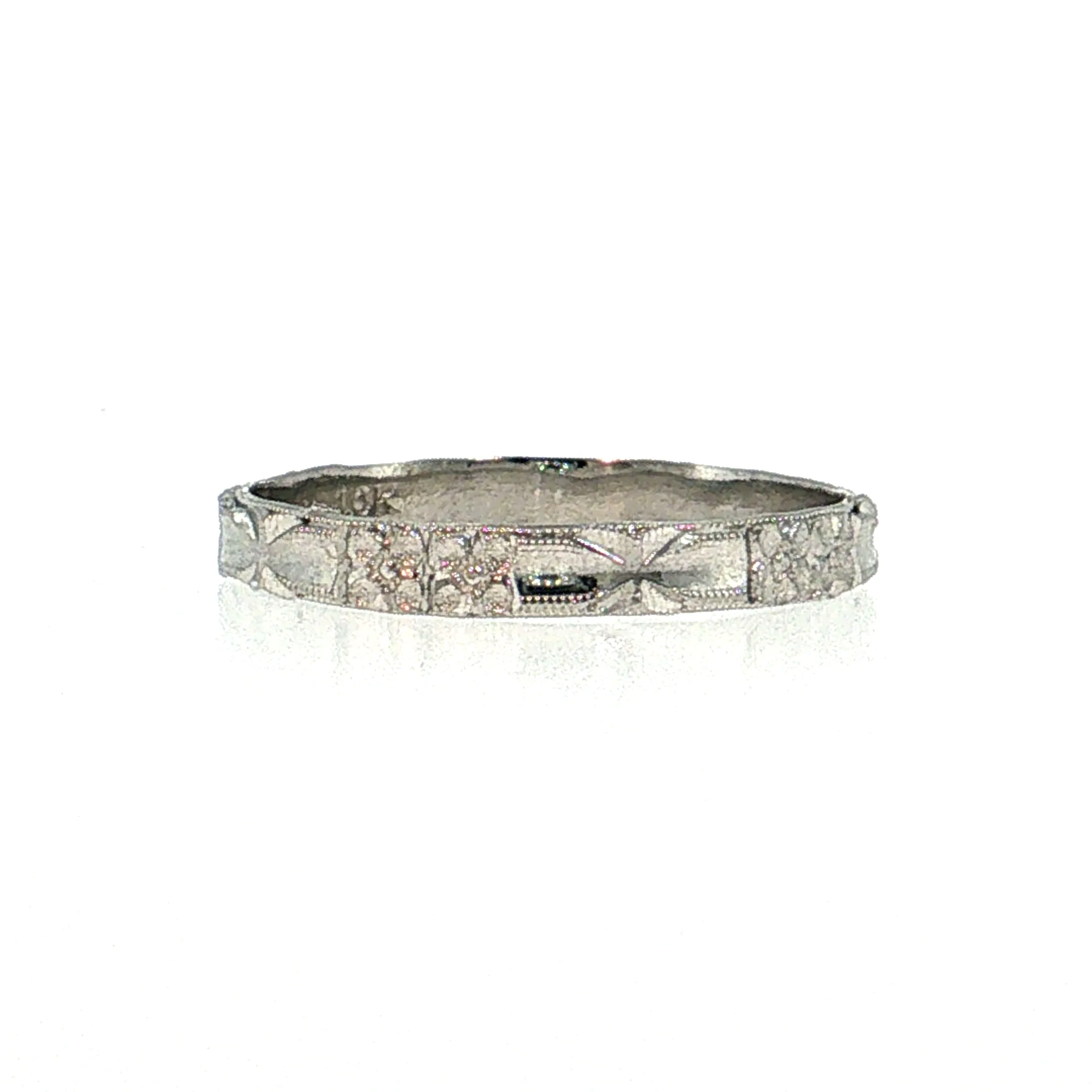 Antique Art Deco Men's Wedding Band 10k White Gold - Image 2