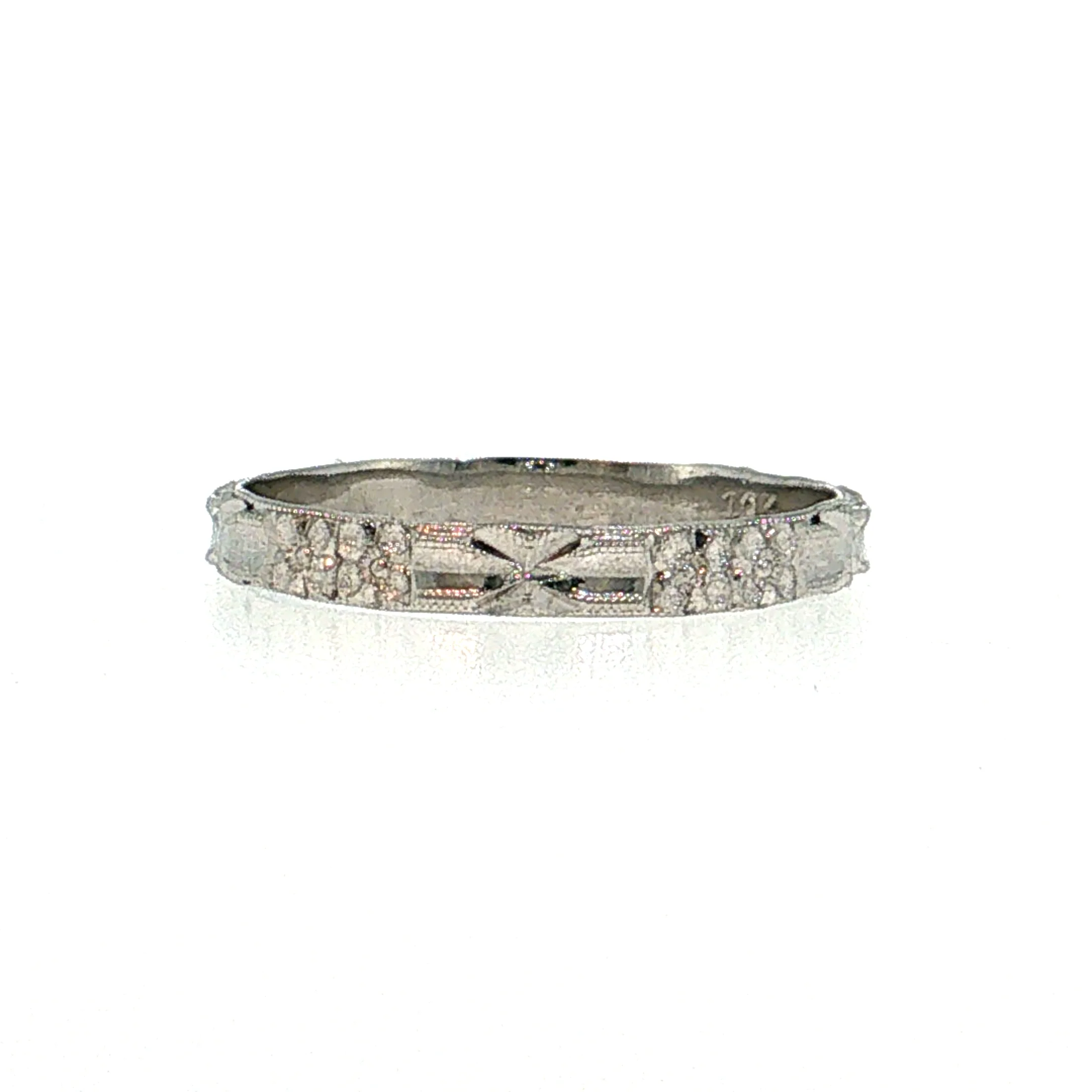 Antique Art Deco Men's Wedding Band 10k White Gold - Image 3