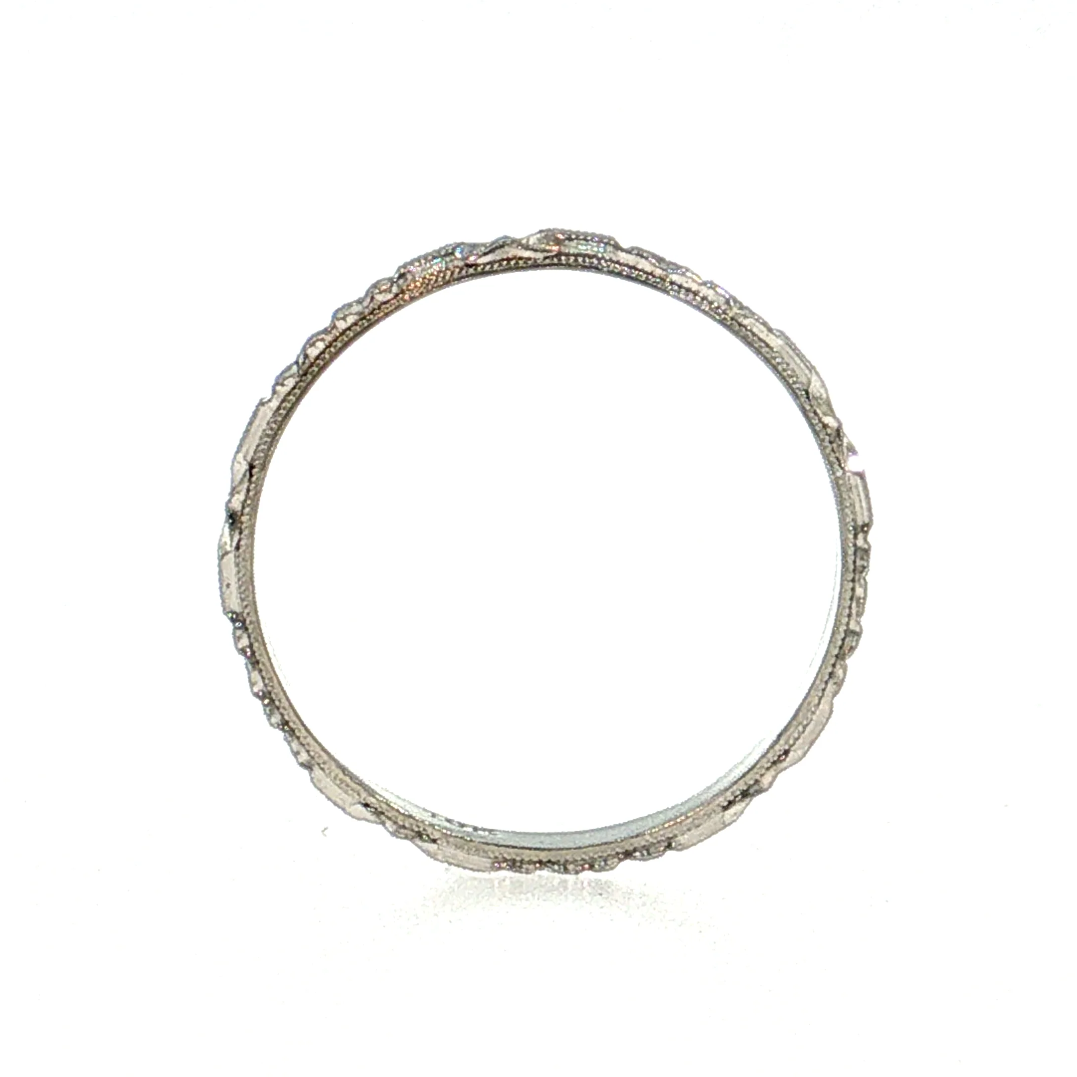 Antique Art Deco Men's Wedding Band 10k White Gold - Image 4