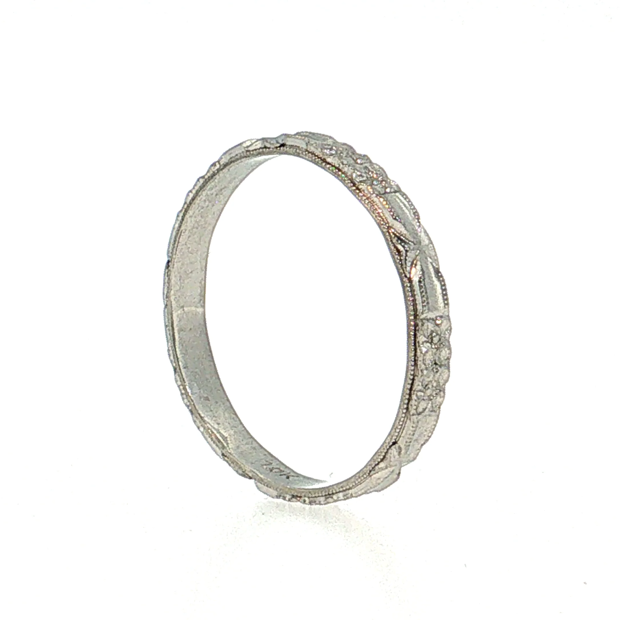 Antique Art Deco Men's Wedding Band 10k White Gold - Image 5