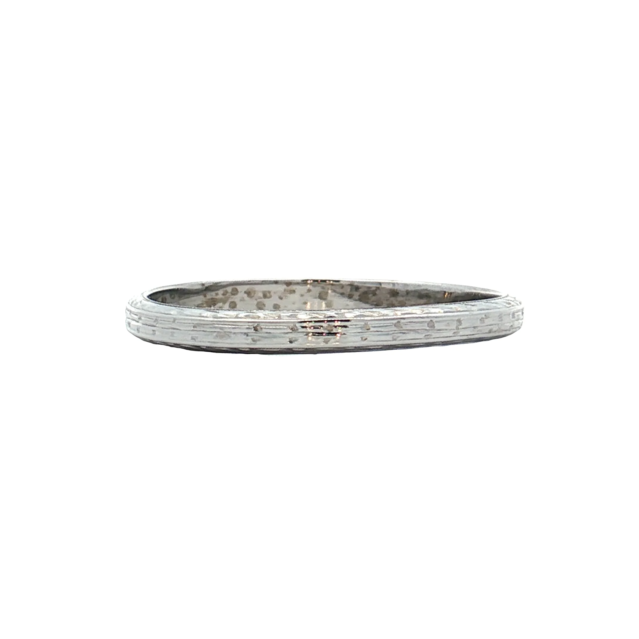 Antique Art Deco Mens Wedding Band 18k White Gold