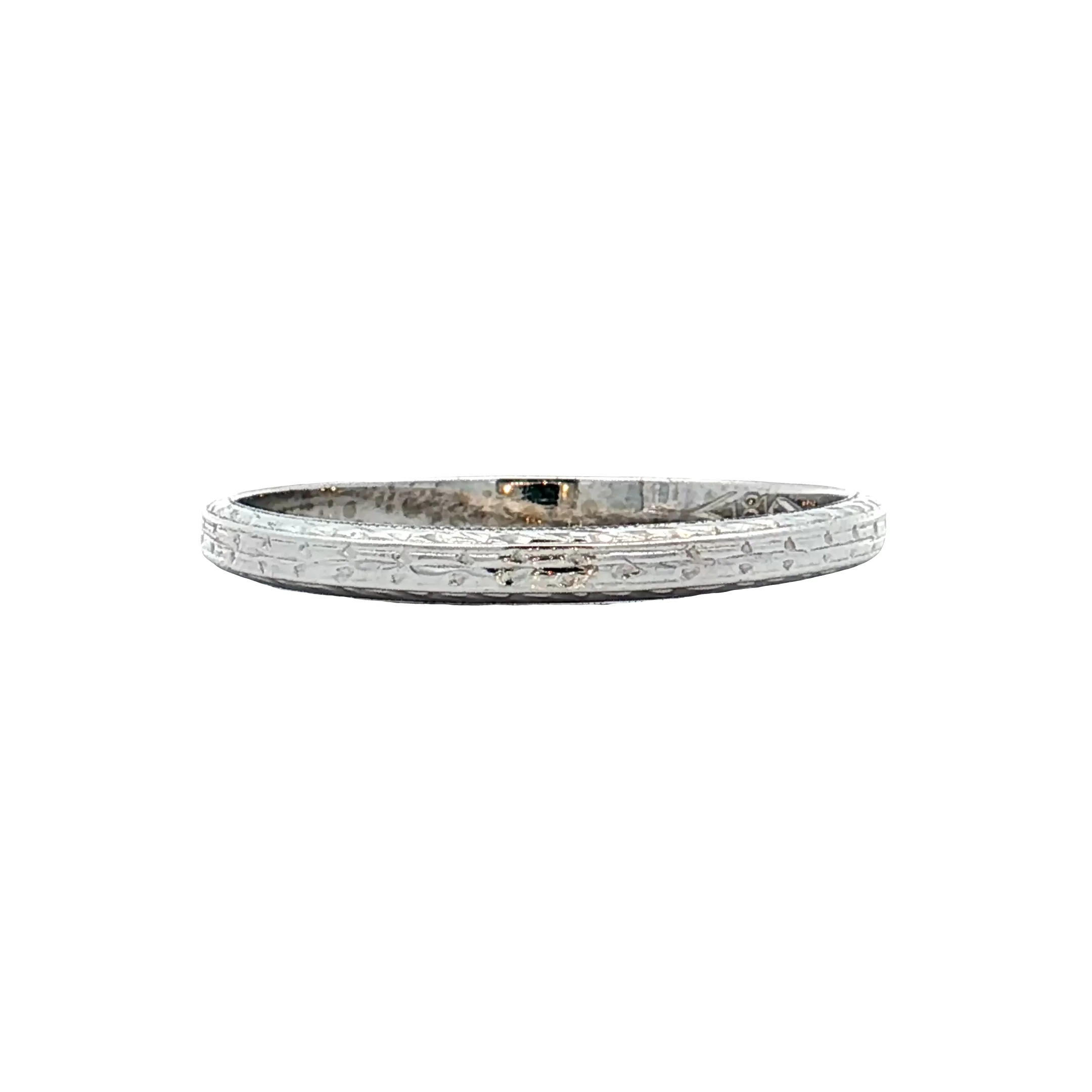 Antique Art Deco Mens Wedding Band 18k White Gold - Image 2