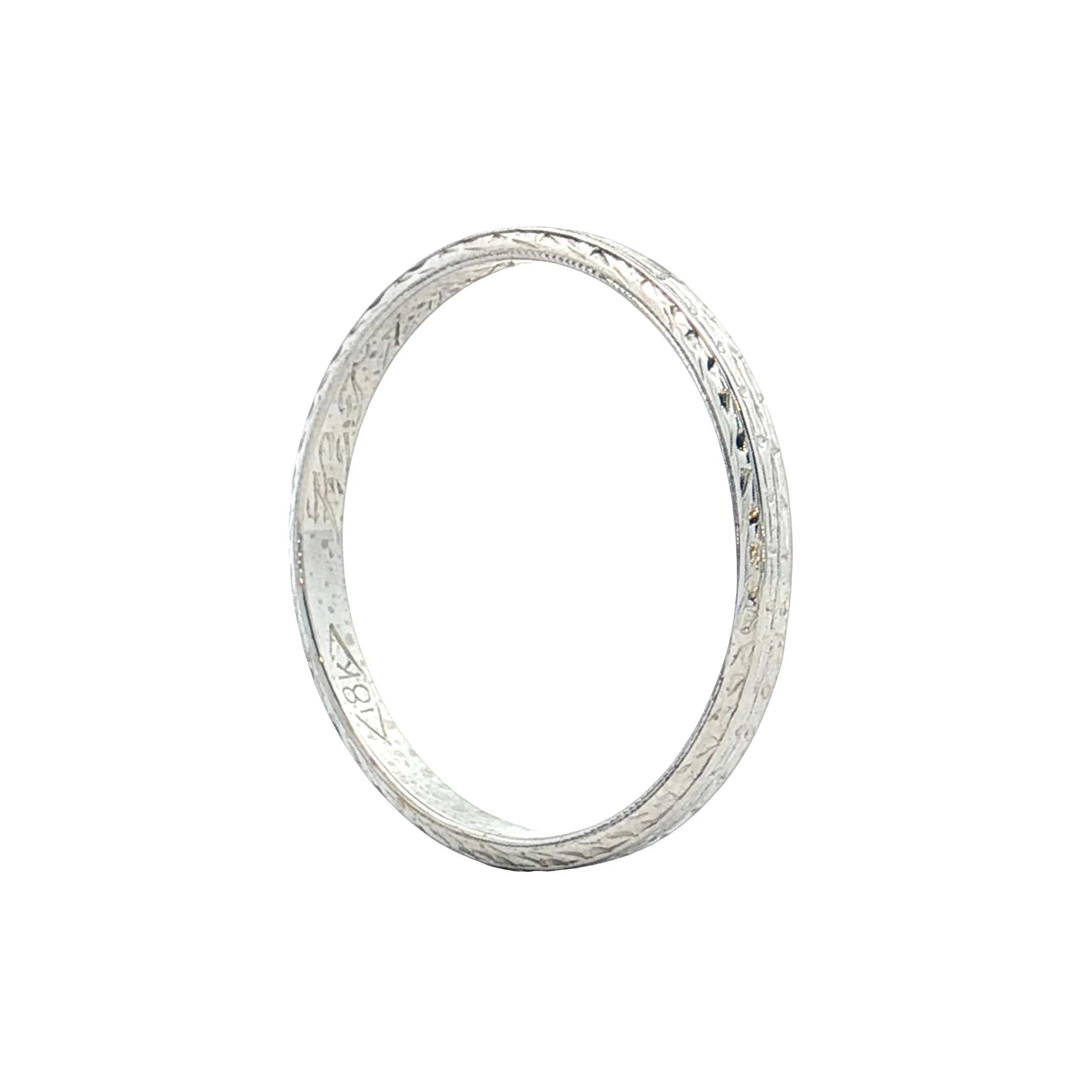 Antique Art Deco Mens Wedding Band 18k White Gold - Image 5