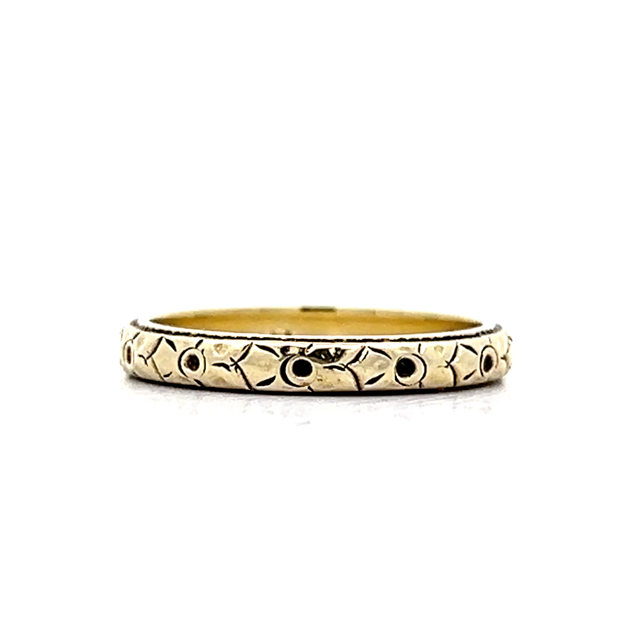 Antique Art Deco Orange Blossom Floral Band in 14k