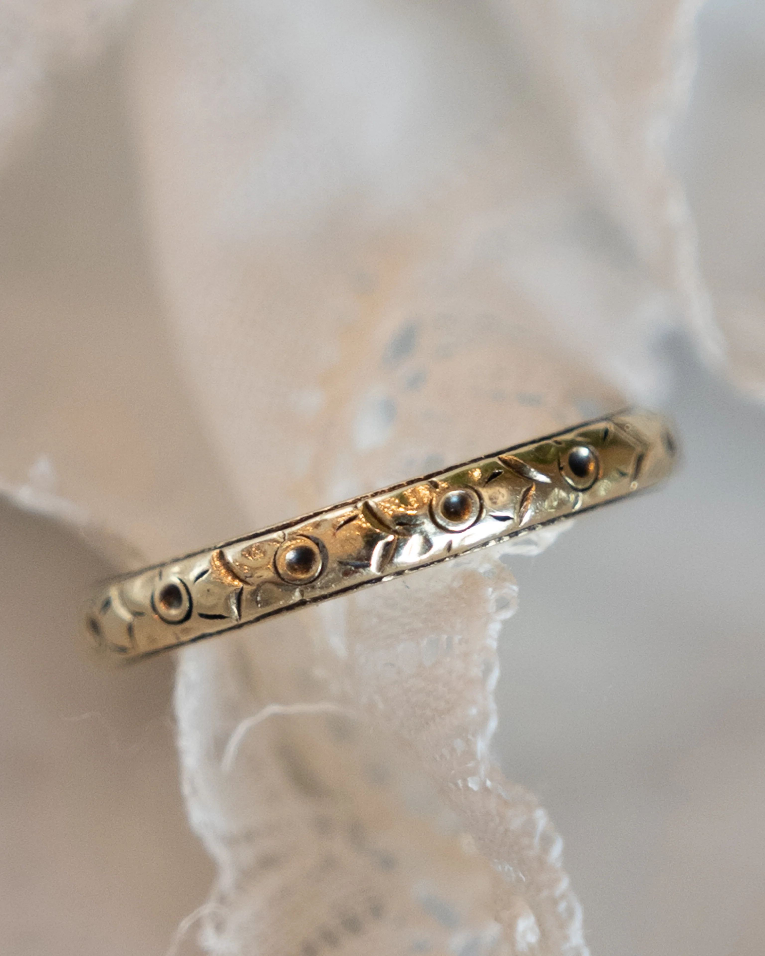 Antique Art Deco Orange Blossom Floral Band in 14k - Image 6