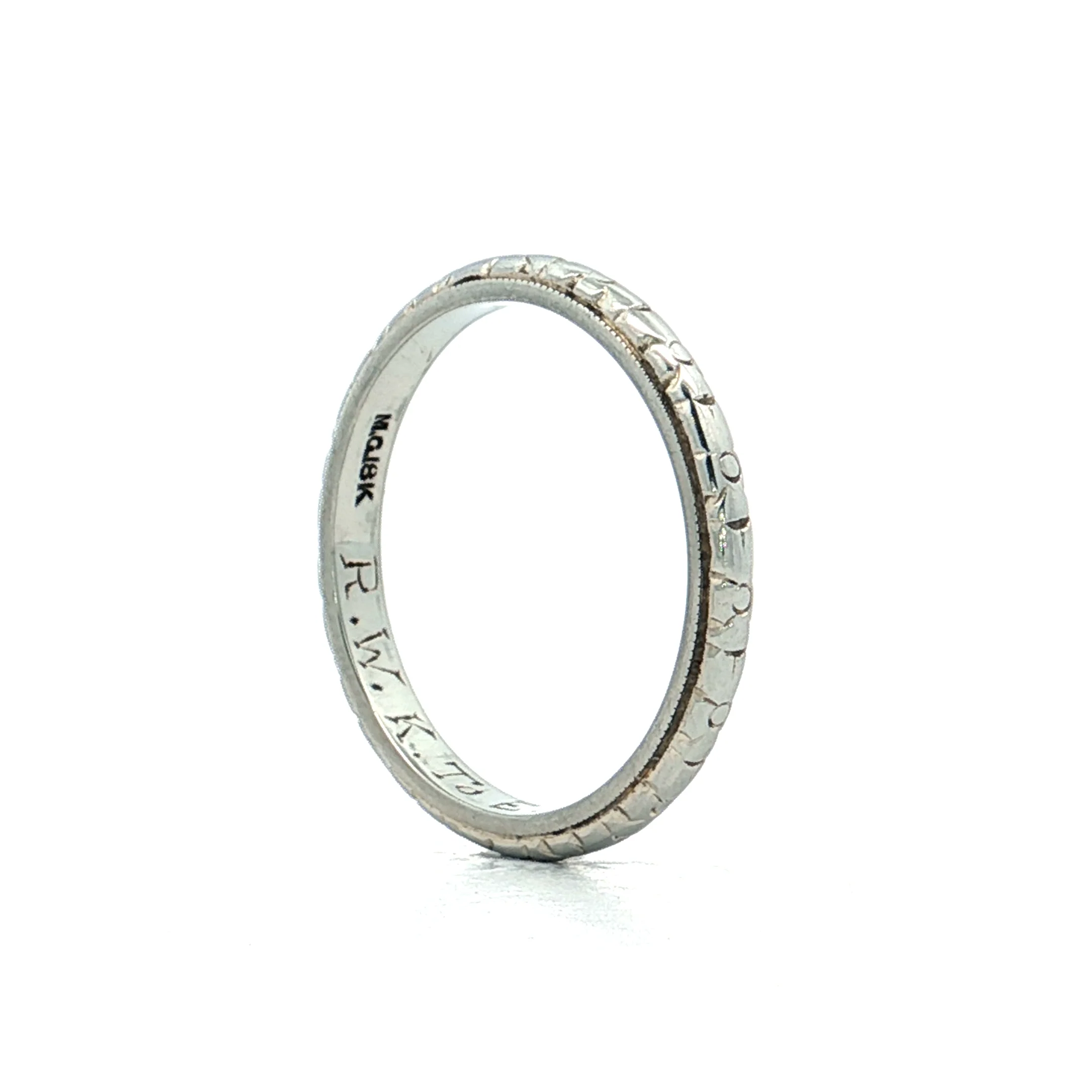 Antique Art Deco Orange Blossom Wedding Band 18k - Image 5
