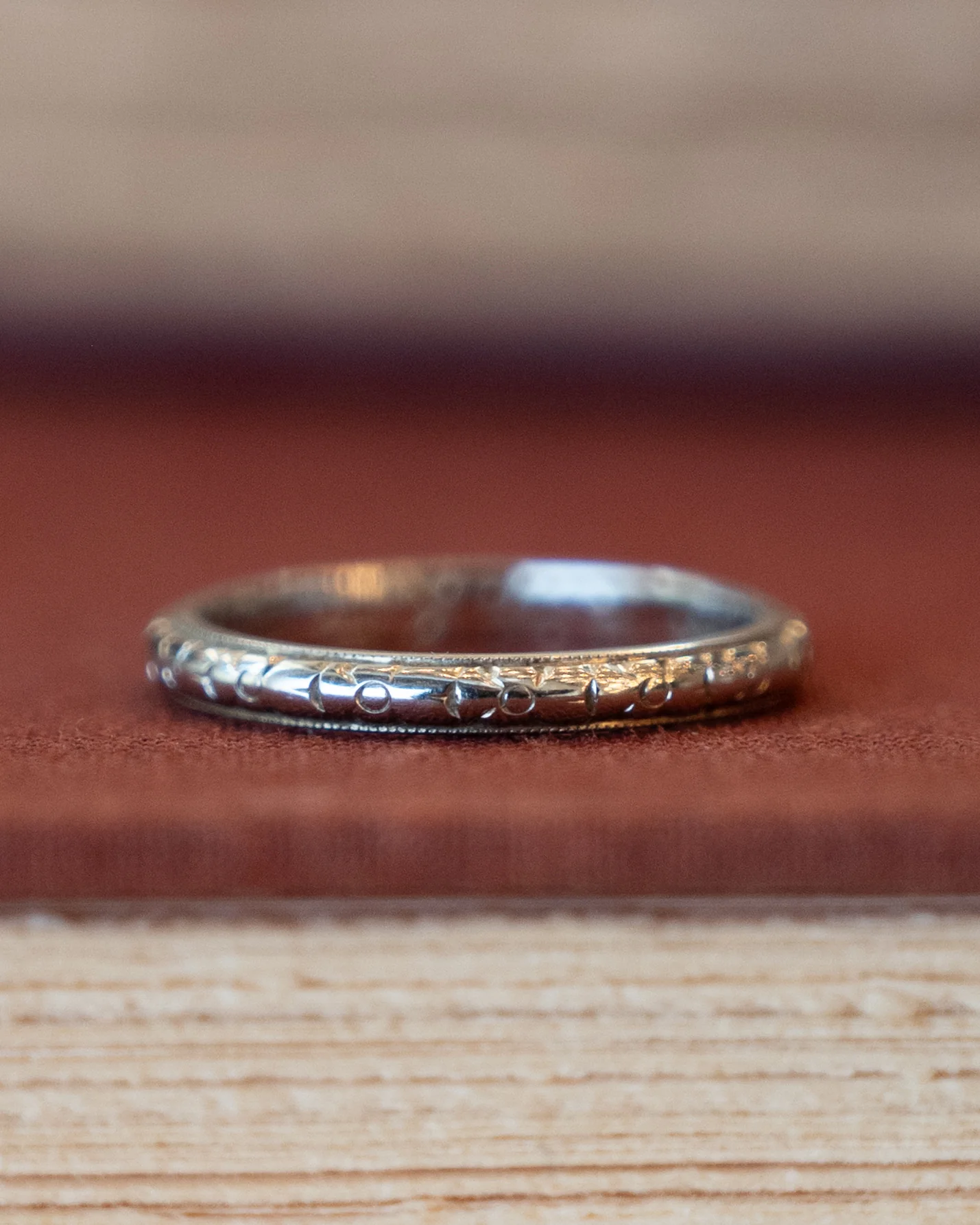 Antique Art Deco Orange Blossom Wedding Band 18k - Image 6