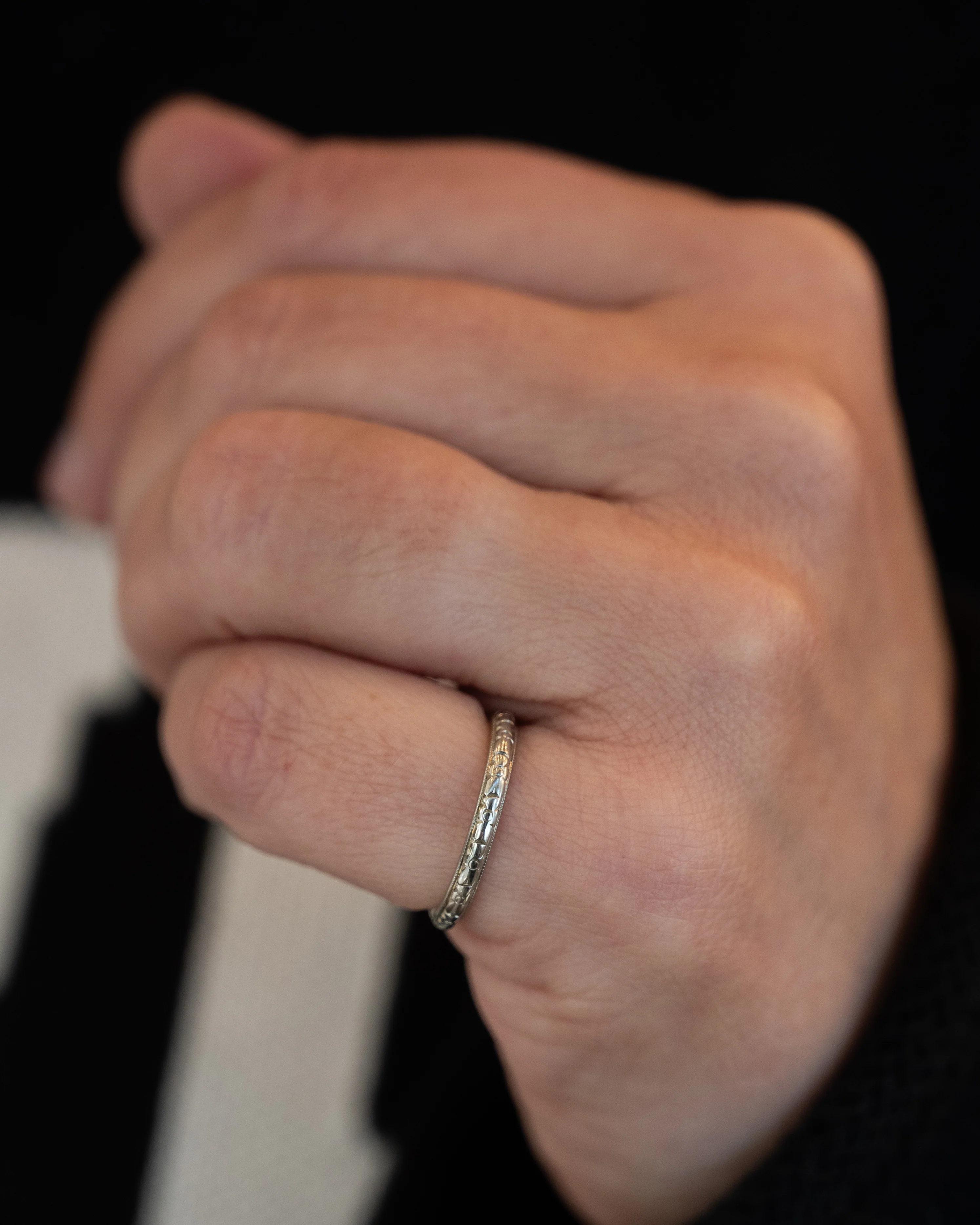 Antique Art Deco Orange Blossom Wedding Band 18k - Image 7