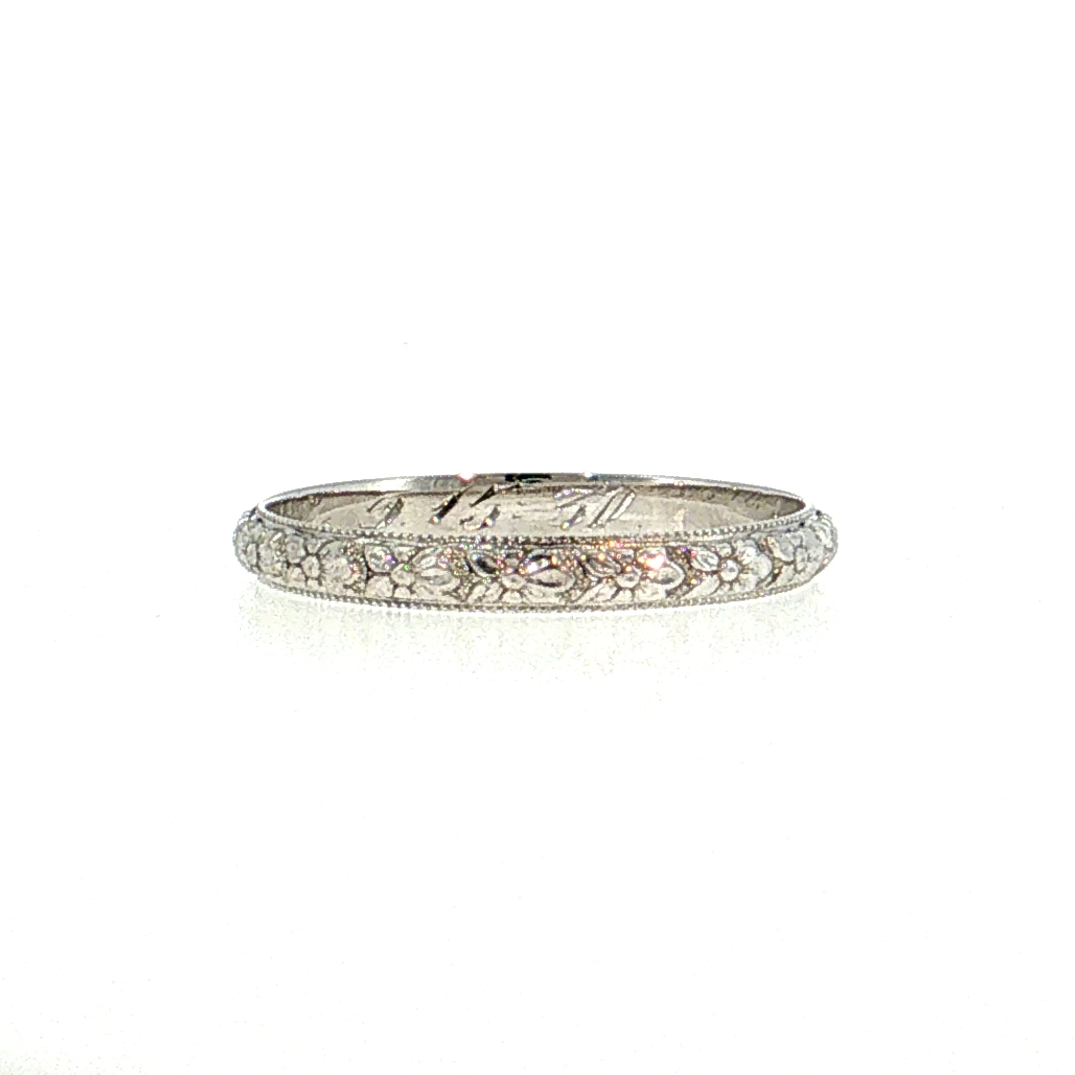 Antique Art Deco Orange Blossom Wedding Band 18k White Gold - Image 3