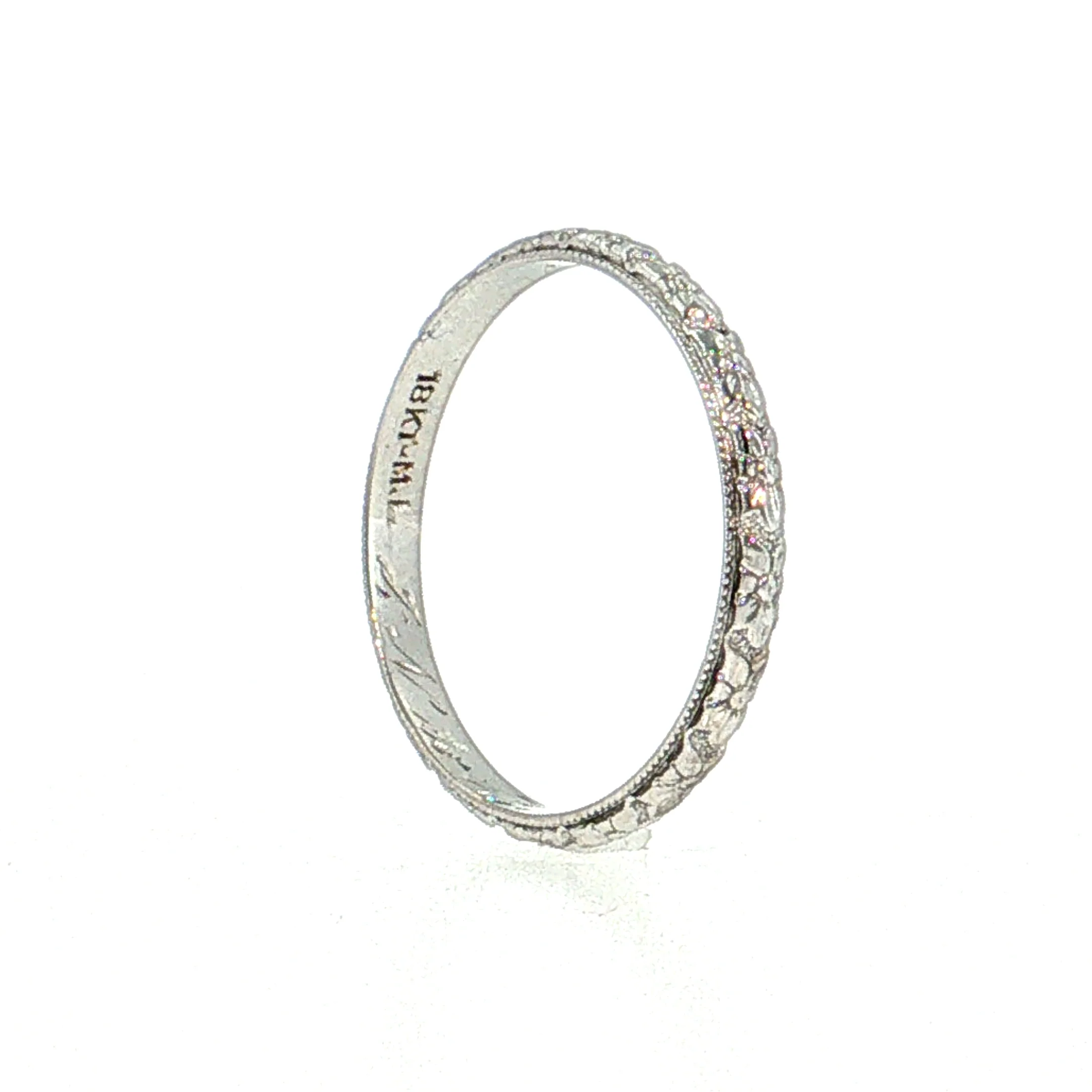 Antique Art Deco Orange Blossom Wedding Band 18k White Gold - Image 5