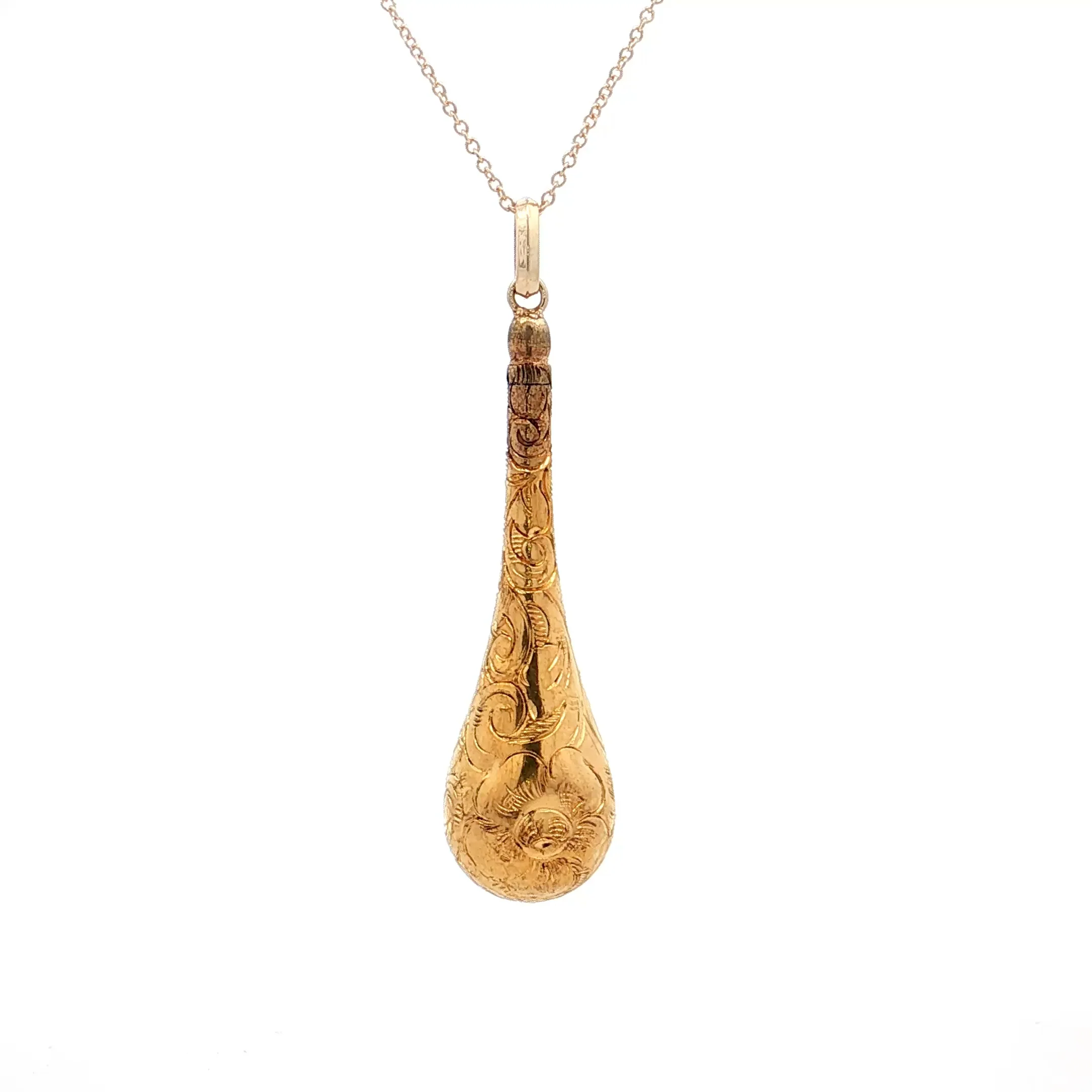 Antique Art Nouveau Bulb Pendant 18k Yellow Gold