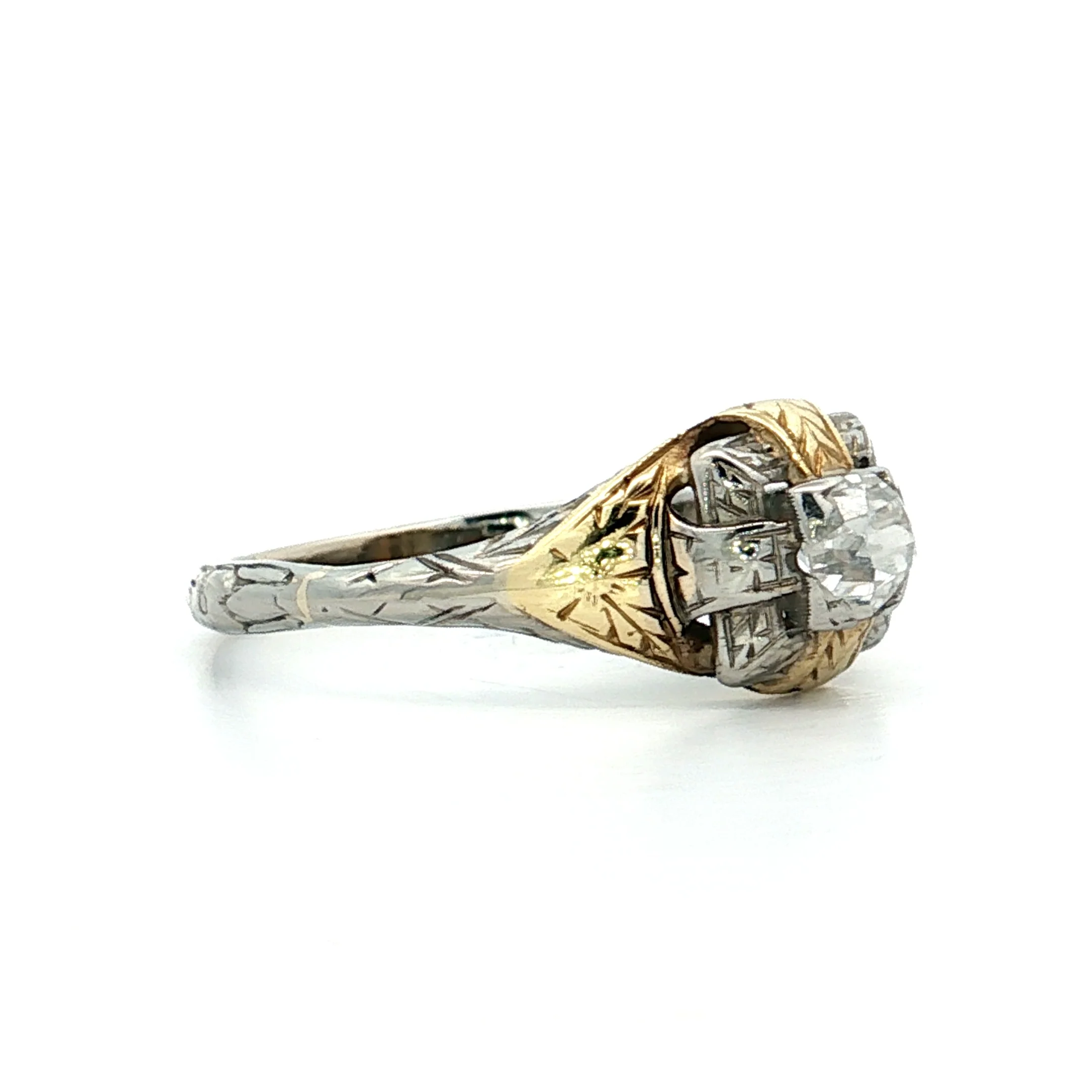 Antique Art Nouveau Diamond Engagement Ring 14k - Image 3