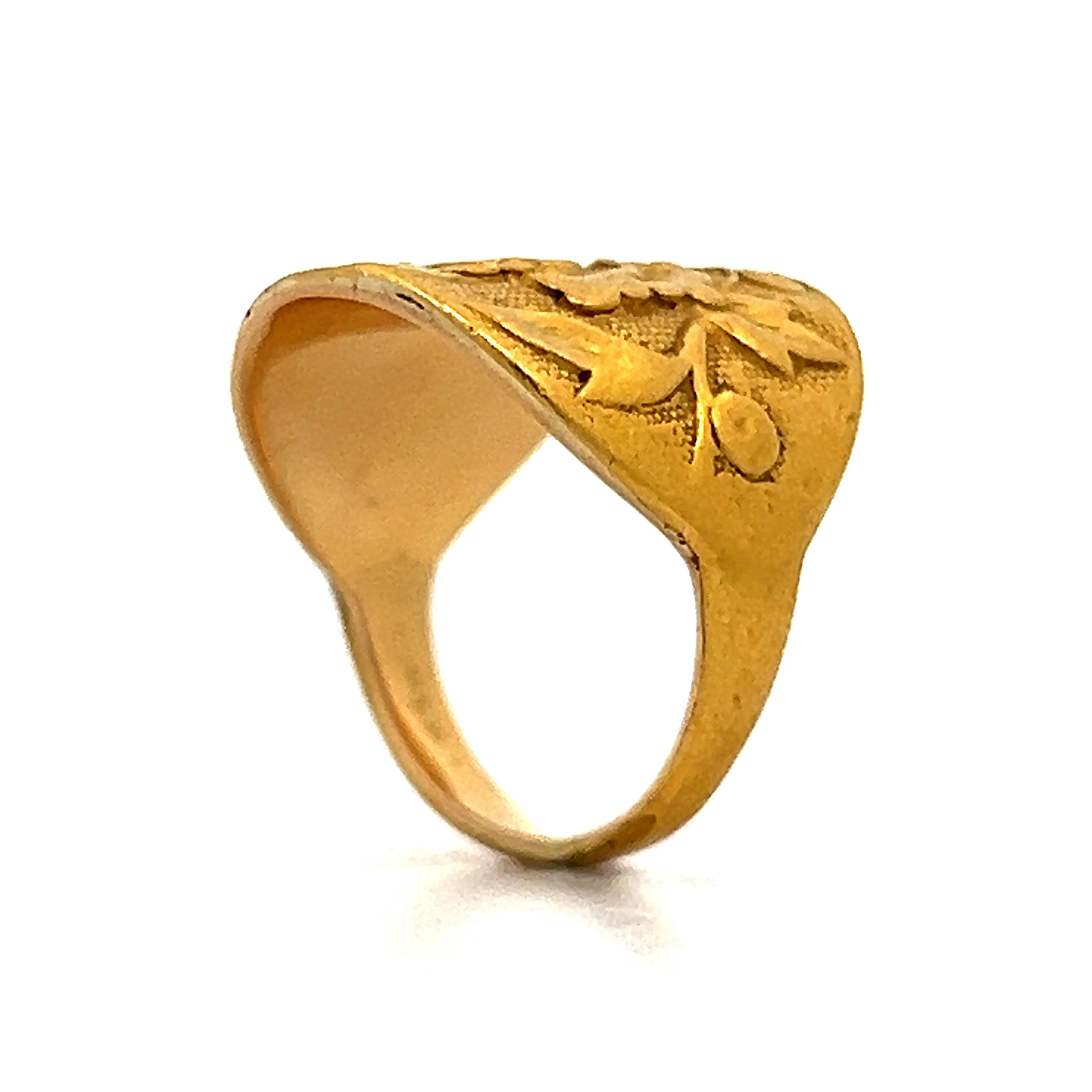 Antique Art Nouveau Engraved Statement Ring in 18k Yellow Gold - Image 5