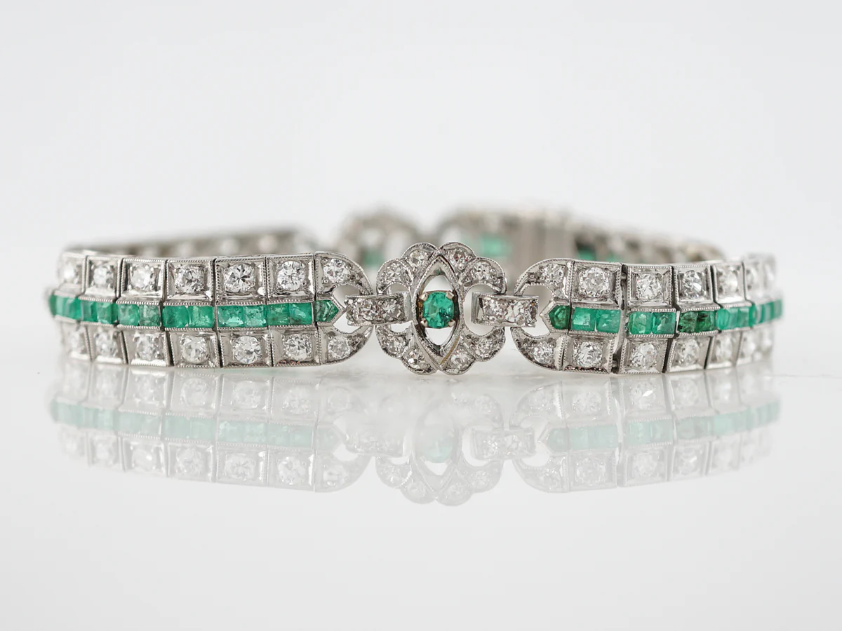Antique Bracelet Art Deco 1.76 Transitional Cut Diamonds in Platinum