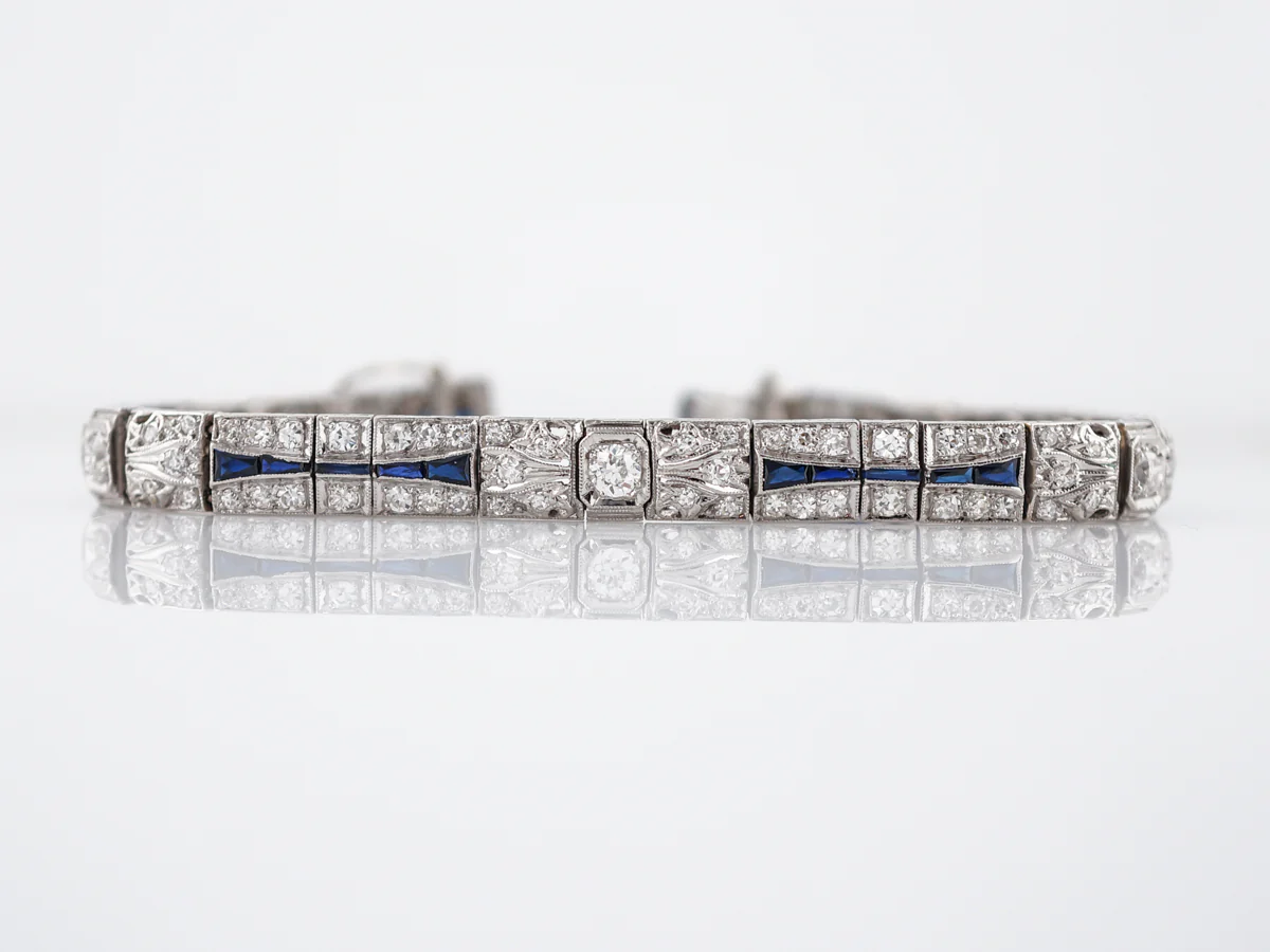 Antique Bracelet Art Deco 3.00 Old European Cut Diamond in Platinum