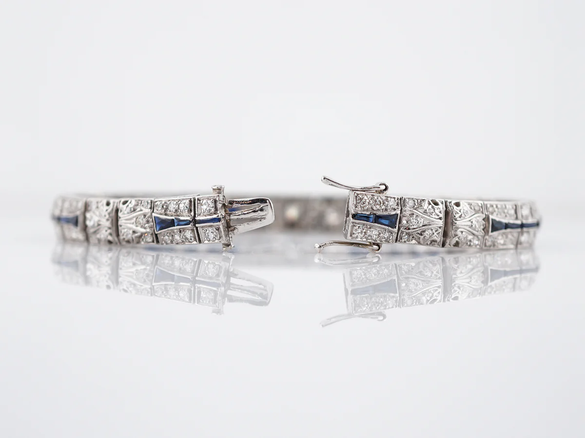 Antique Bracelet Art Deco 3.00 Old European Cut Diamond in Platinum - Image 2