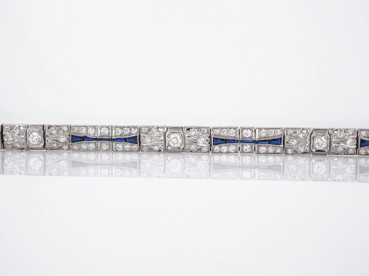 Antique Bracelet Art Deco 3.00 Old European Cut Diamond in Platinum - Image 3