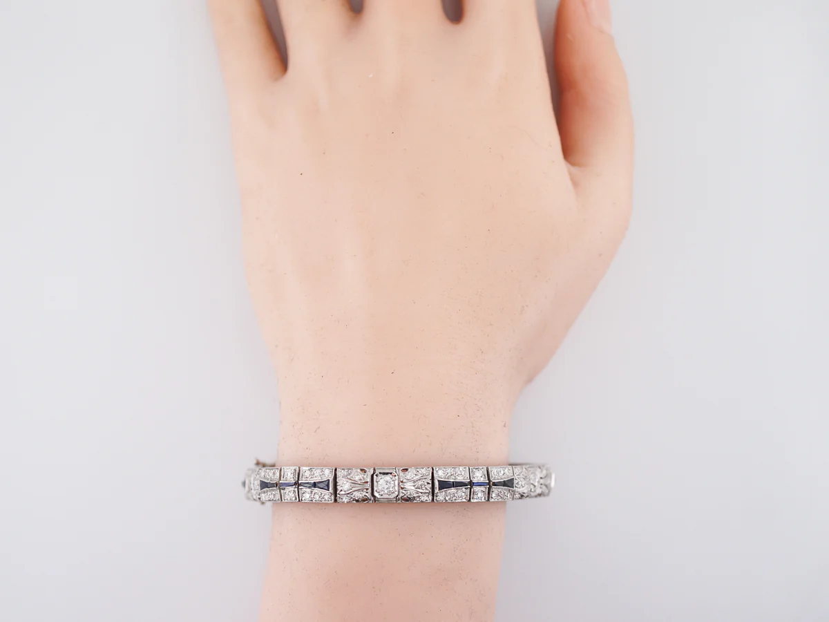 Antique Bracelet Art Deco 3.00 Old European Cut Diamond in Platinum - Image 4