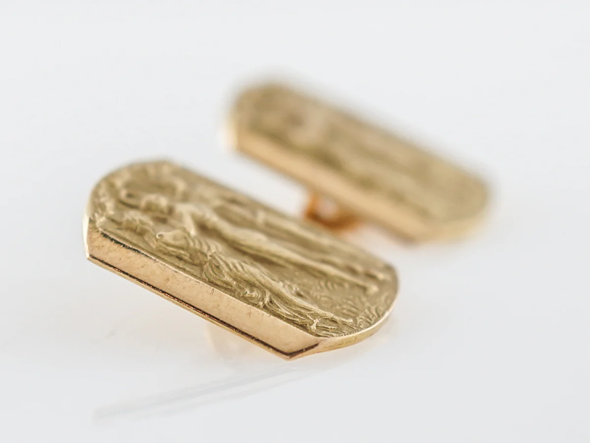 Antique Cufflinks Three Graces Victorian in 18K Yellow Gold - Image 4