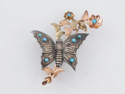 Victorian Earring and Brooch Set in Sterling Silver and 14k Rose Gold - Image 7