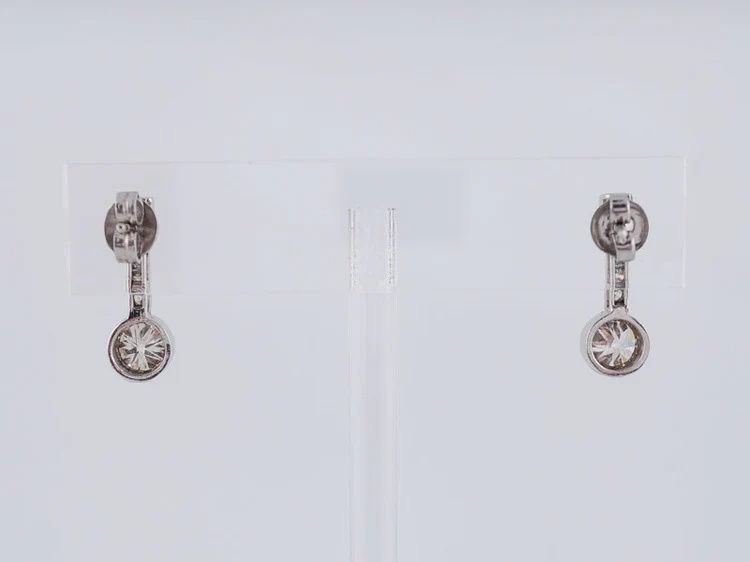 Antique Earrings Art Deco 2.37 cttw Old European Cut Diamonds in Platinum - Image 3