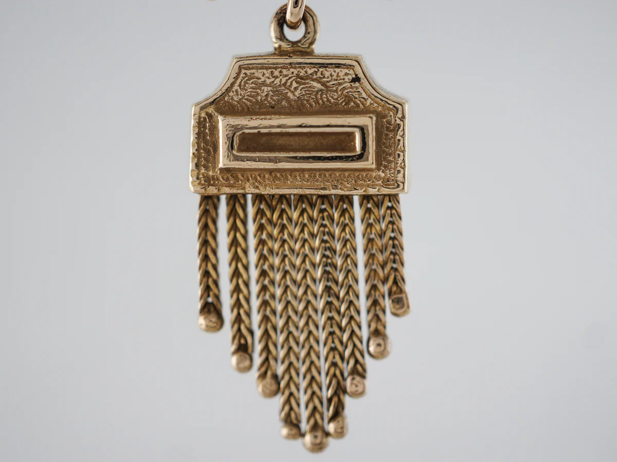 Antique Earrings Victorian Tassel Black Enamel in 14k Yellow Gold - Image 4
