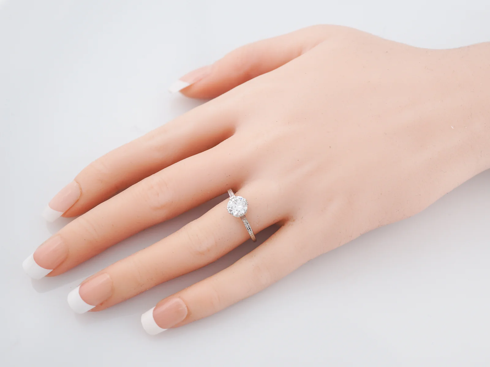 Antique Engagement Ring Art Deco GIA 1.01 Round Brilliant Cut Diamond in 14K White Gold - Image 8