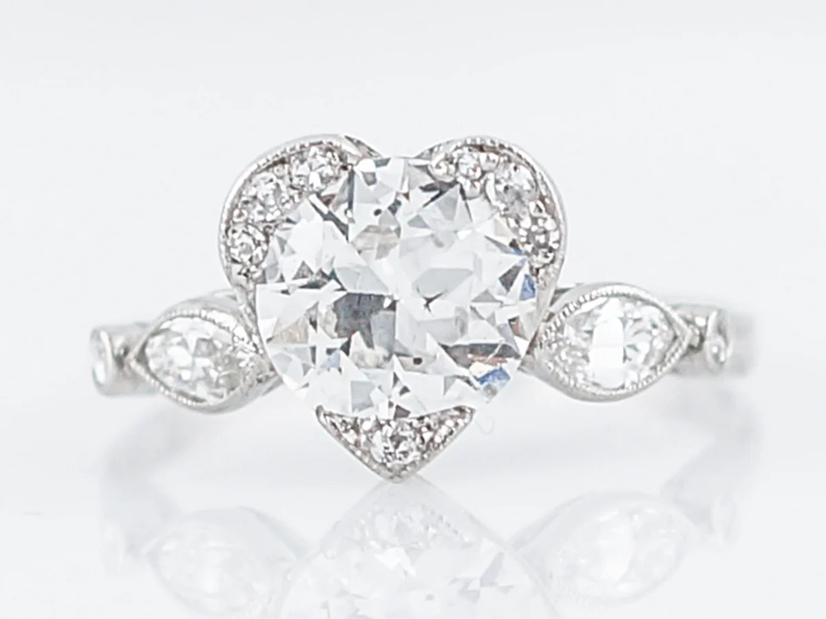 Antique Engagement Ring Art Deco 1.06 Old European Cut Diamond in Platinum - Image 2