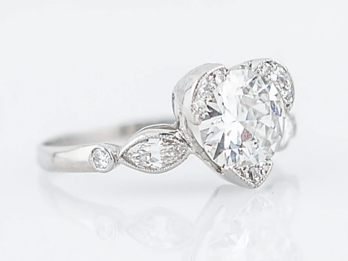 Antique Engagement Ring Art Deco 1.06 Old European Cut Diamond in Platinum - Image 4