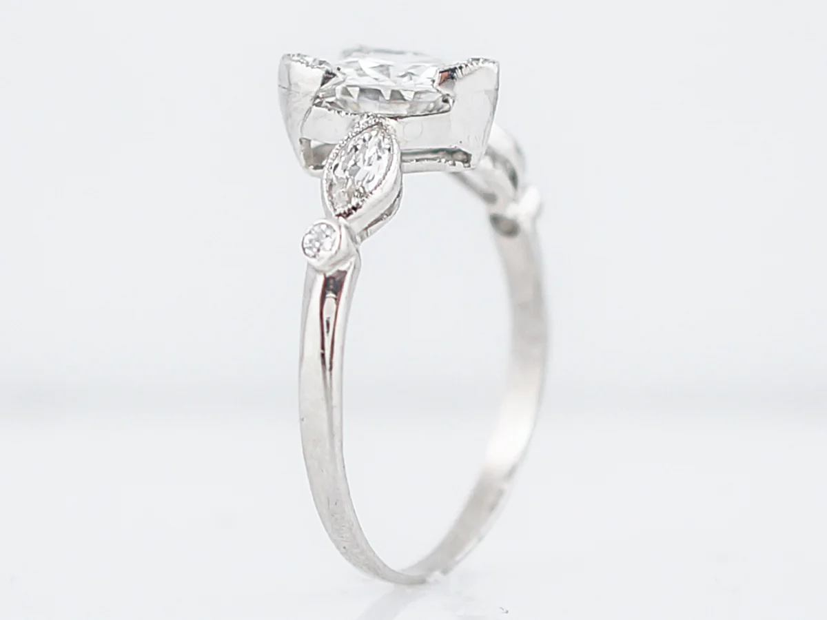 Antique Engagement Ring Art Deco 1.06 Old European Cut Diamond in Platinum - Image 6