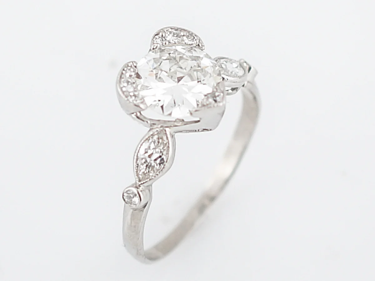 Antique Engagement Ring Art Deco 1.06 Old European Cut Diamond in Platinum - Image 7