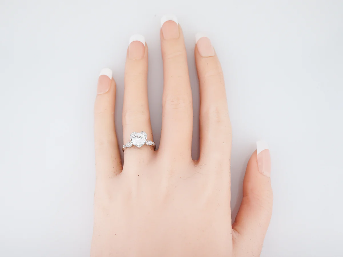 Antique Engagement Ring Art Deco 1.06 Old European Cut Diamond in Platinum - Image 8
