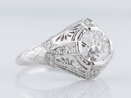 Antique Engagement Ring Art Deco 1.12cttw Old European Cut Diamond in Platinum - Image 2