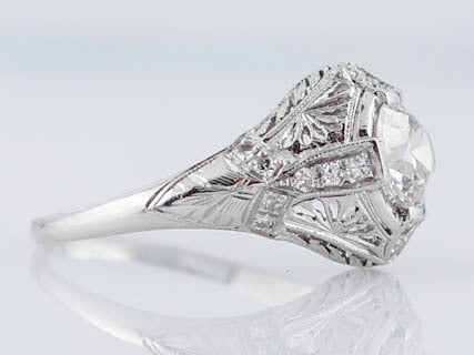 Antique Engagement Ring Art Deco 1.12cttw Old European Cut Diamond in Platinum - Image 4