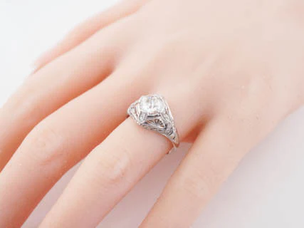Antique Engagement Ring Art Deco 1.12cttw Old European Cut Diamond in Platinum - Image 7