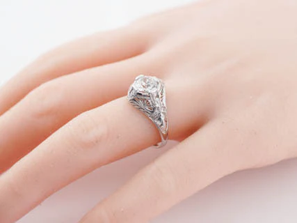 Antique Engagement Ring Art Deco 1.12cttw Old European Cut Diamond in Platinum - Image 9