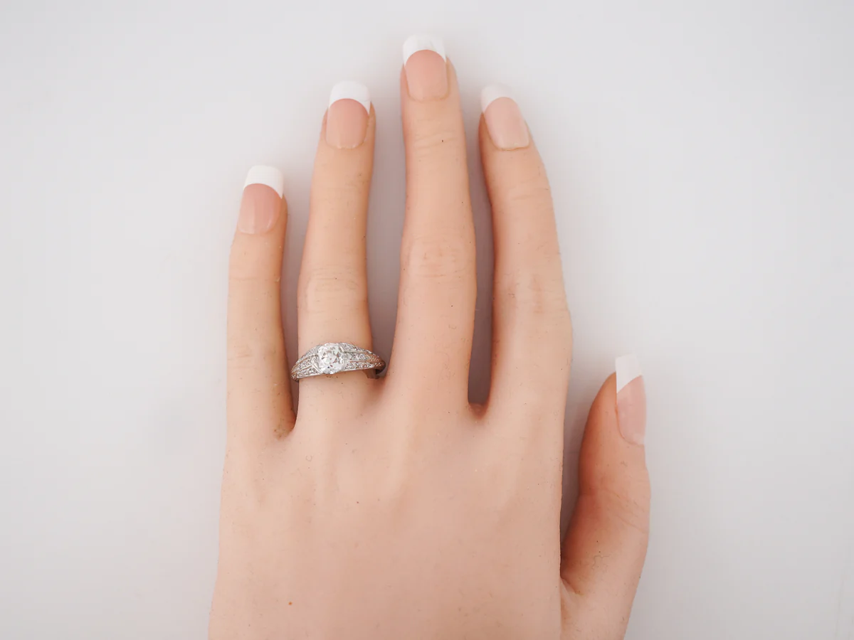 Antique Engagement Ring Art Deco 1.13 Cushion Cut Diamond in Platinum - Image 7