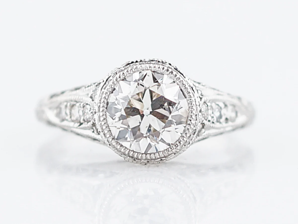 Antique Engagement Ring Art Deco 1.25 Old European Cut Diamond in Platinum - Image 2