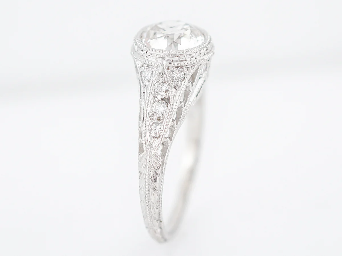 Antique Engagement Ring Art Deco 1.25 Old European Cut Diamond in Platinum - Image 5