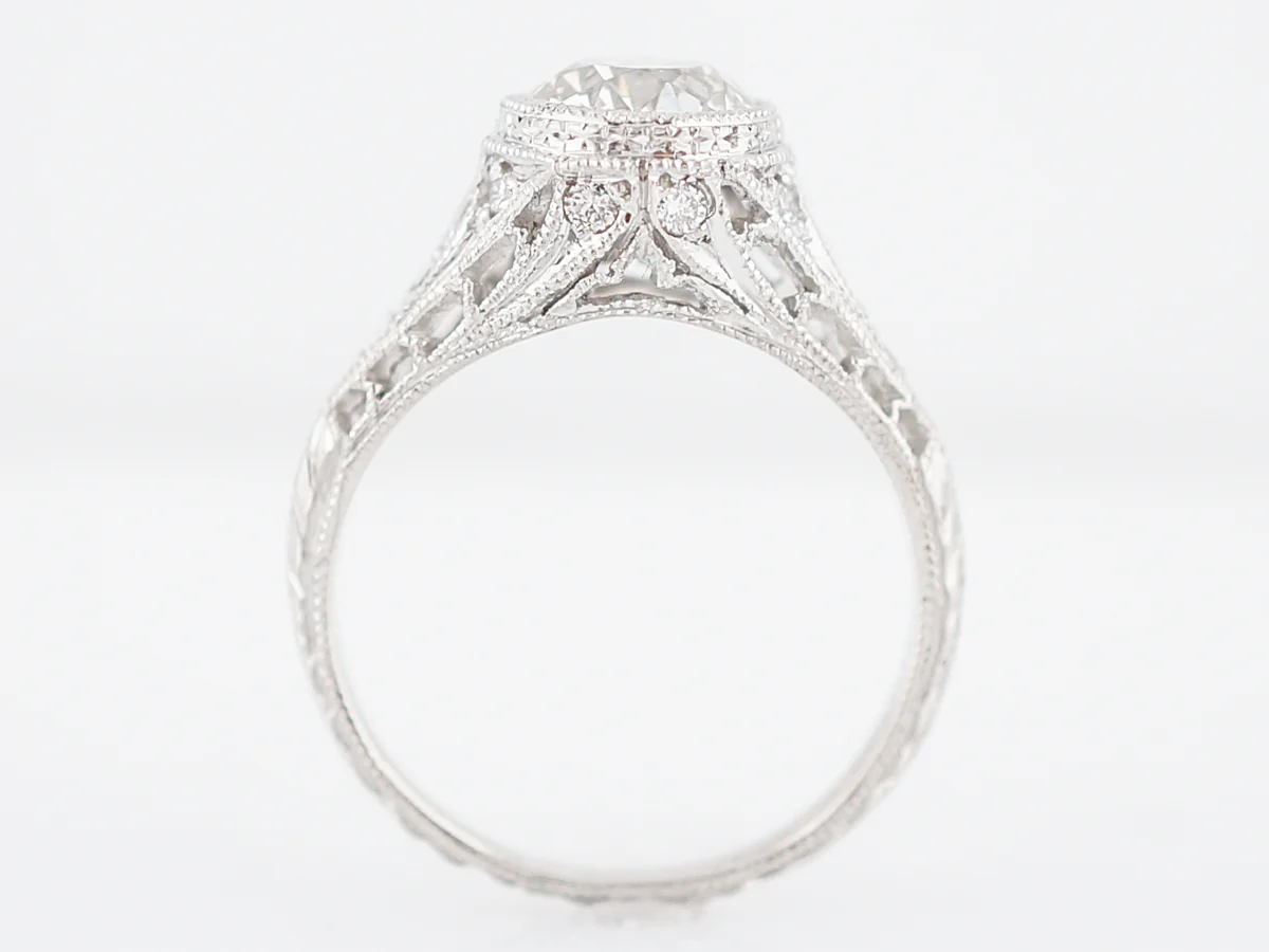 Antique Engagement Ring Art Deco 1.25 Old European Cut Diamond in Platinum - Image 6