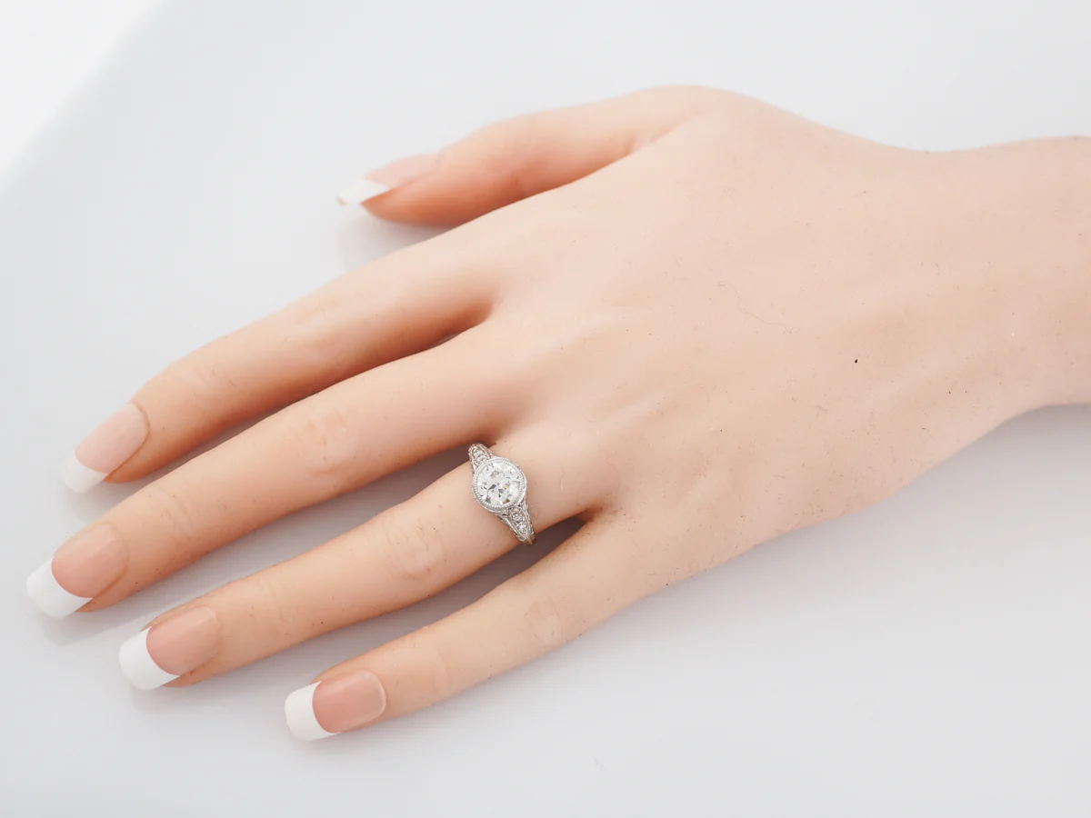 Antique Engagement Ring Art Deco 1.25 Old European Cut Diamond in Platinum - Image 8