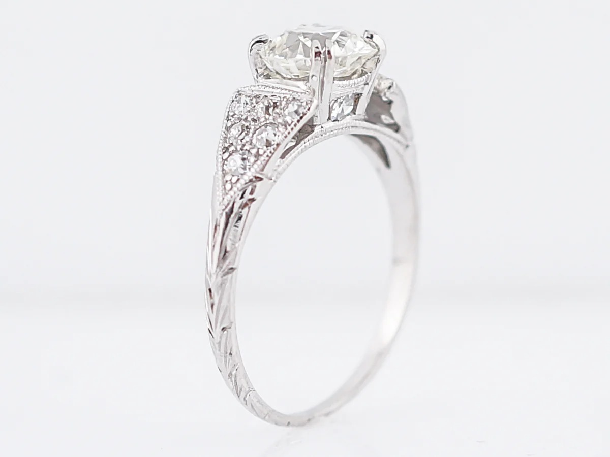 Antique Engagement Ring Art Deco 1.25 Old European Cut Diamond in Platinum - Image 6