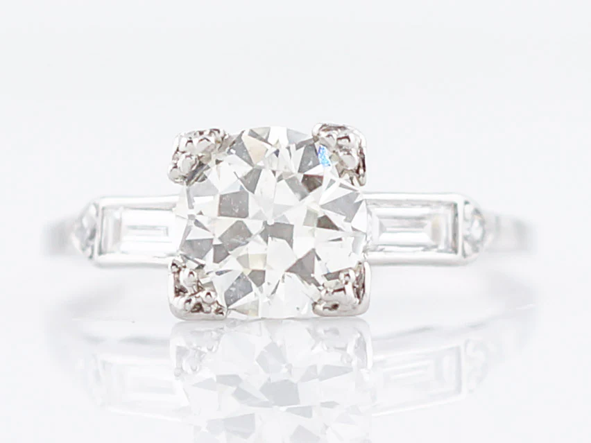 Antique Engagement Ring Art Deco 1.26 Old European Cut Diamond in Platinum