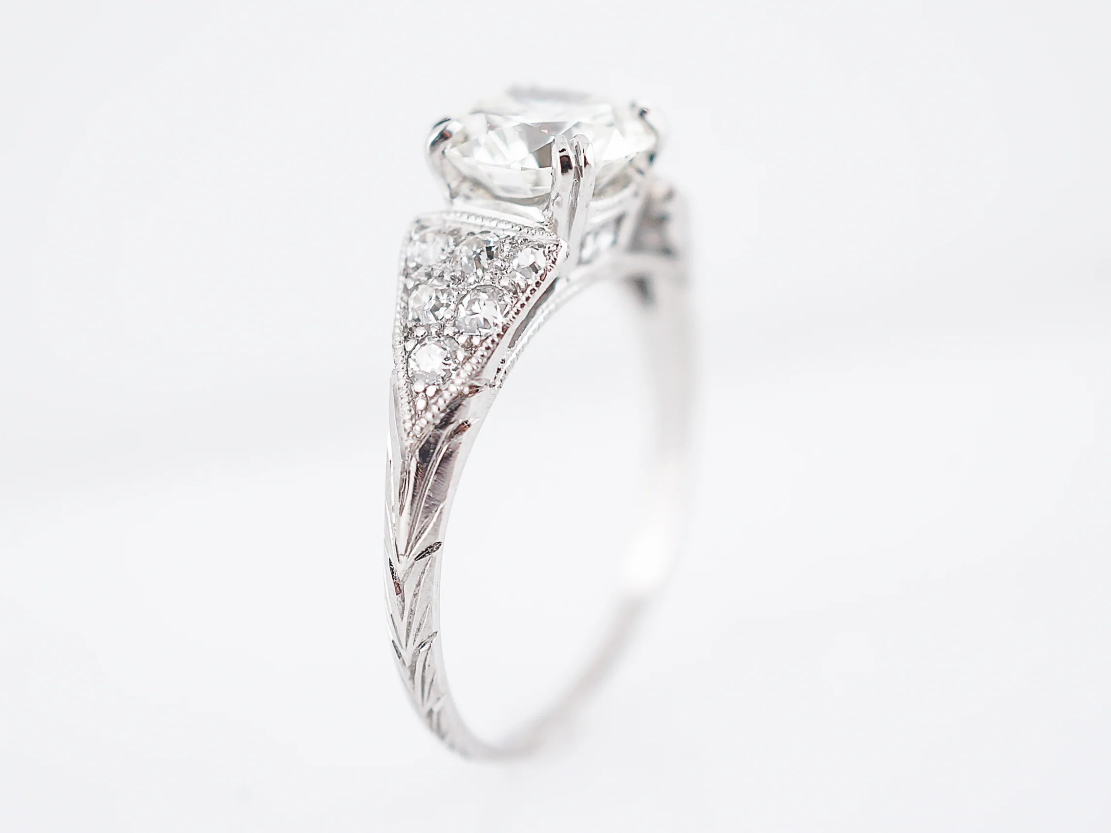 Antique Engagement Ring Art Deco 1.50 GIA Certified Round Brilliant Cut Diamond in Platinum - Image 4