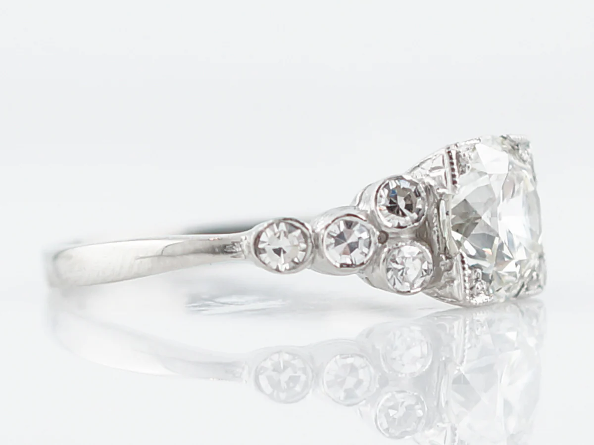 Antique Engagement Ring Art Deco 1.53 Old European Cut Diamond in Platinum - Image 2