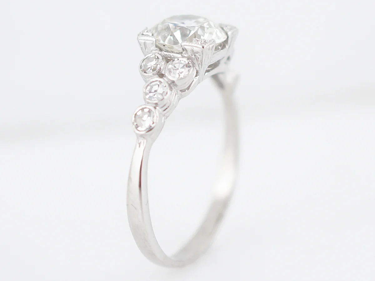 Antique Engagement Ring Art Deco 1.53 Old European Cut Diamond in Platinum - Image 3
