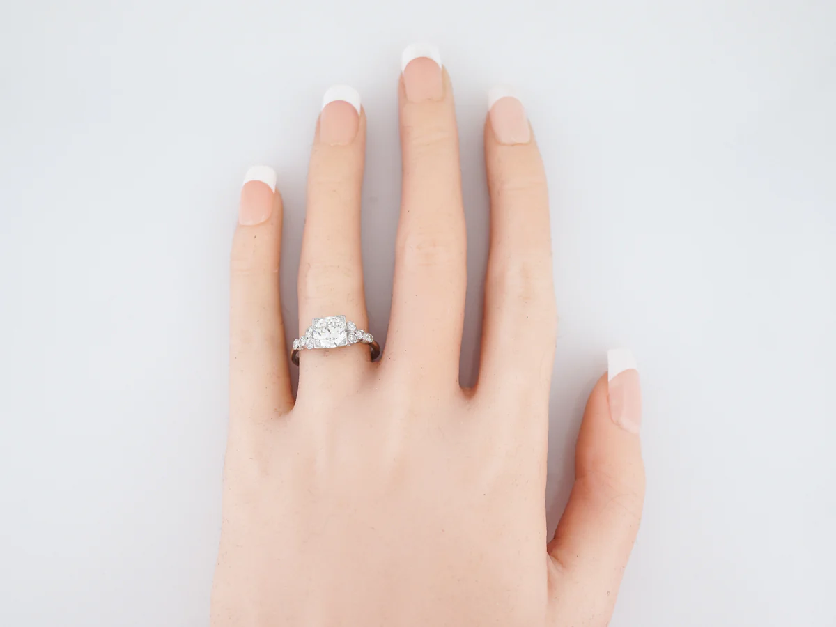 Antique Engagement Ring Art Deco 1.53 Old European Cut Diamond in Platinum - Image 5